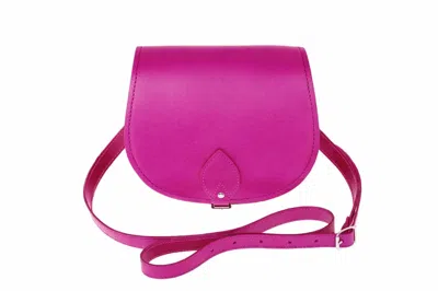 Zatchels Women's Handmade Leather Large Saddle Bag - Magenta Pink