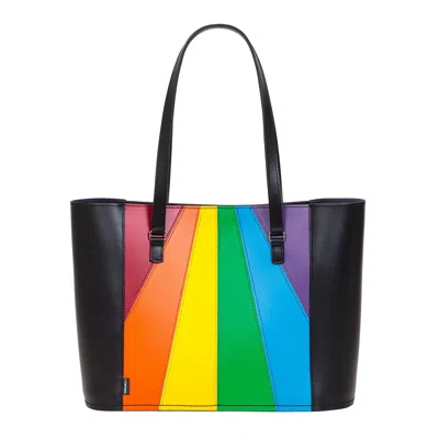 Zatchels Women's Handmade Leather Tote Bag - Pride Rainbow In Multi