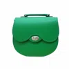 Zatchels Women's Handmade Leather Twist Lock Saddle Bag - Green In Green