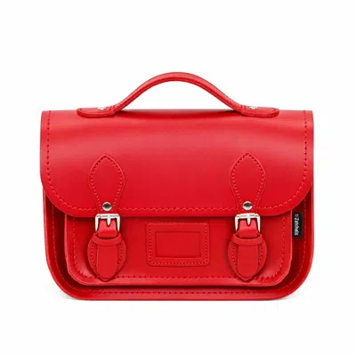 Zatchels Women's Leather Midi Satchel Handbag - Pillar Box Red