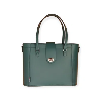 Zatchels Women's Leather Mini Twist Lock Shopper Bag - Pine Green