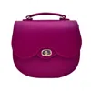 Zatchels Women's Pink / Purple Handmade Leather Twist Lock Saddle Bag - Magenta In Pink/purple