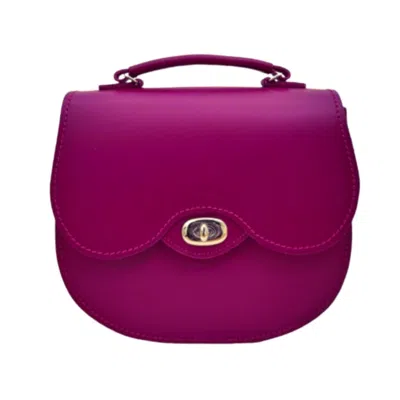 Zatchels Women's Pink / Purple Handmade Leather Twist Lock Saddle Bag - Magenta In Pink/purple