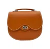 Zatchels Women's Yellow / Orange Handmade Leather Twist Lock Saddle Bag - Burnt Orange In Yellow/orange