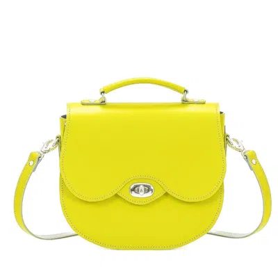 Zatchels Women's Yellow / Orange Handmade Leather Twist Lock Saddle Bag - Pastel Daffodil Yellow In Yellow/orange