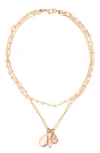 Zaxie By Stefanie Taylor Crystal Charm Layered Necklace In Gold