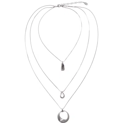 Zaxie By Stefanie Taylor Crystal Drop Layered Necklace In Silver