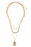 Zaxie By Stefanie Taylor Crystal Pendant Layered Chain Necklace In Gold