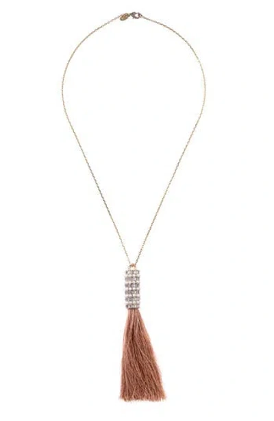 Zaxie By Stefanie Taylor Imitation Pearl Tassel Pendant Necklace In Gold