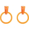 Zaxie By Stefanie Taylor Orange Doorknocker Drop Earrings In Gold