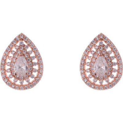 Zaxie By Stefanie Taylor Pavé Teardrop Stud Earrings In Rose Gold