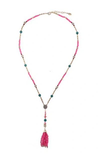 Zaxie By Stefanie Taylor Pink Tassel Lariat Necklace