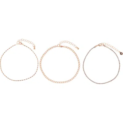 Zaxie By Stefanie Taylor Set Of 3 Chain Anklets In Gold