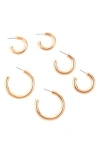 Zaxie By Stefanie Taylor Set Of 3 Tube Hoop Earrings In Gold