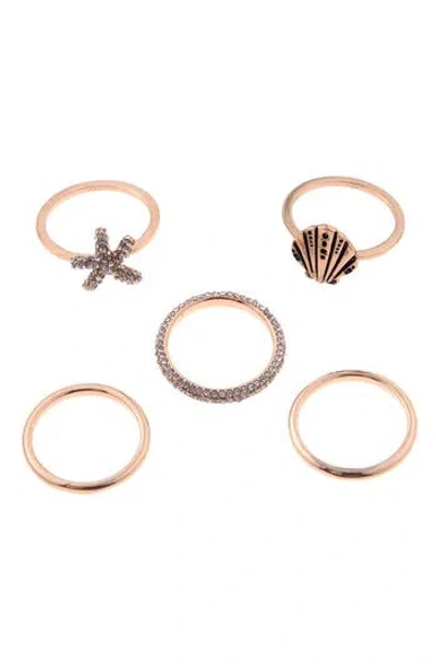 Zaxie By Stefanie Taylor Set Of 5 Sea Stacking Rings In Gold