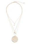 ZAXIE BY STEFANIE TAYLOR SHELL LAYERED PENDANT NECKLACE
