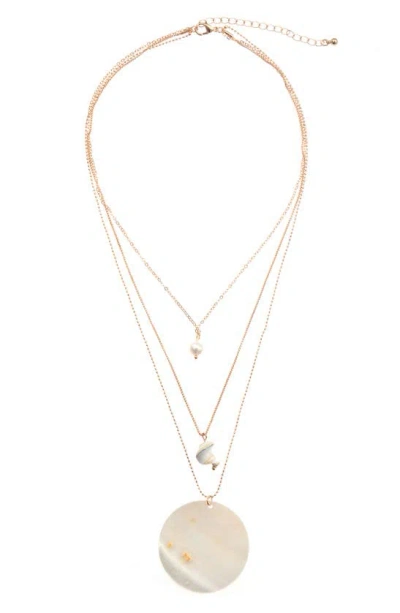 Zaxie By Stefanie Taylor Shell Layered Pendant Necklace In Gold