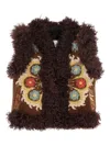Zazi Vintage Embroidered-pattern Vest In Brown