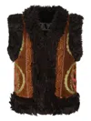 Zazi Vintage Geometric-pattern Gilet In Brown