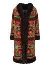 Zazi Vintage Indira Floral-embroidery Coat In Brown