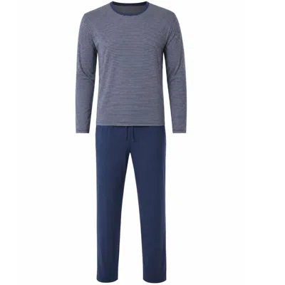 Zd Zero Defects Blue Men's Long Modal Pyjamas Gentle - Navy In Red
