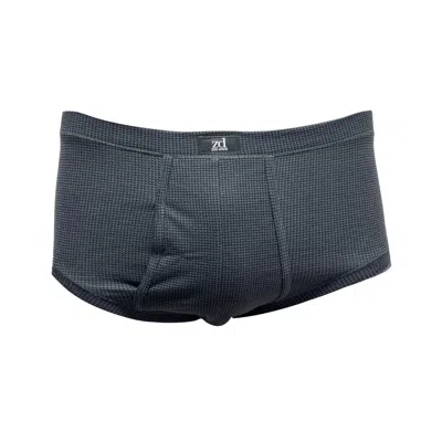 Zd Zero Defects Men's Grey Sastre Fly Front Brief – Pinstripe Design & Ergonomic Fit – Color Anthracite