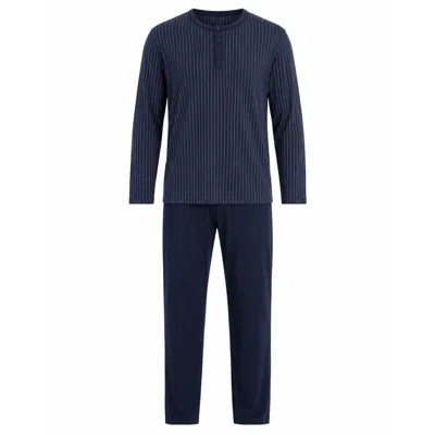 Zd Zero Defects Men's Long Modal Pyjamas Diplomatic - Navy In Blue
