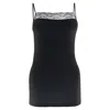 Zd Zero Defects Women's Afrodita Lace Spaghetti Top – Soy Fiber Softness & Elegance - Color Black In Black