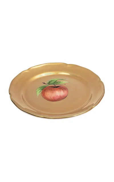 Z.d.g. By Zoë De Givenchy - Fruits D'or Salad/dessert Plate; Apple - Multi In Brown