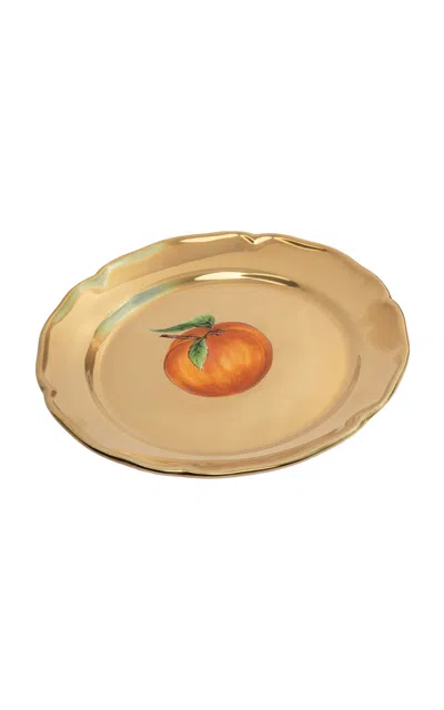 Z.d.g. By Zoë De Givenchy - Fruits D'or Salad/dessert Plate; Peach - Multi In Brown