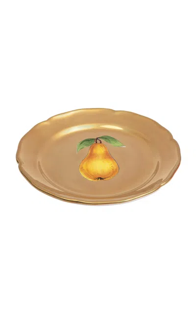 Z.d.g. By Zoë De Givenchy - Fruits D'or Salad/dessert Plate; Pear - Multi In Brown