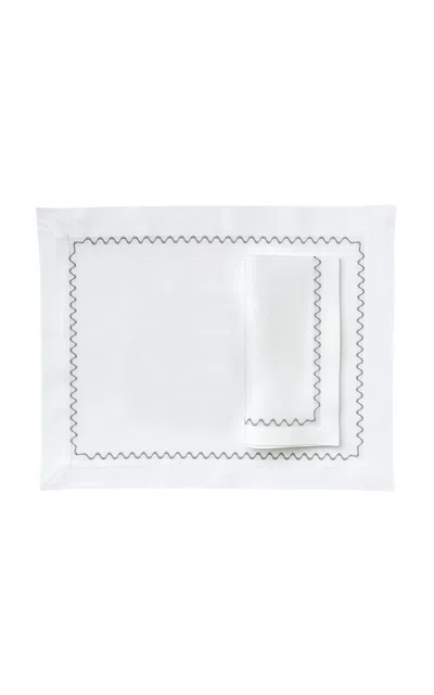 Z.d.g. By Zoë De Givenchy - Le Potager Du Roi Placemat & Napkin Set; Celadon - Multi