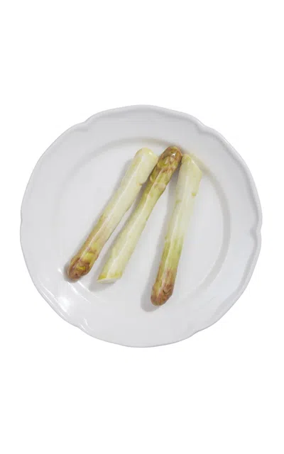 Z.d.g. By Zoë De Givenchy - Le Potager Du Roi Trompe L'œil Décorative Plate; Asparagus - Green