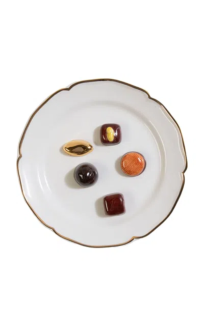 Z.d.g. By Zoë De Givenchy - Trompe L'œil Décorative Plate; Chocolat - Multi In White