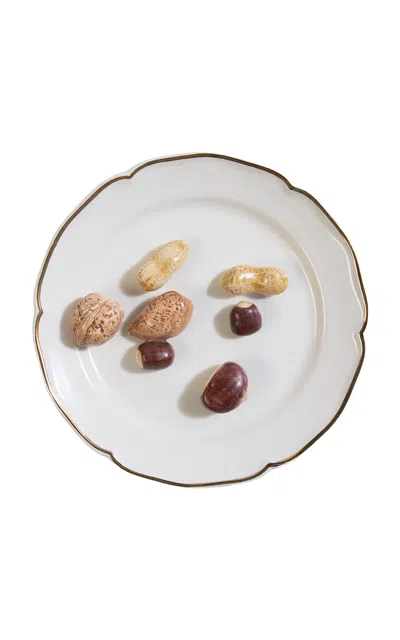 Z.d.g. By Zoë De Givenchy - Trompe L'œil Décorative Plate; Nut - Multi In White
