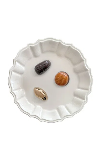 Z.d.g. By Zoë De Givenchy - Trompe L'œil Petite Décorative Plate; Chocolate - Multi In White