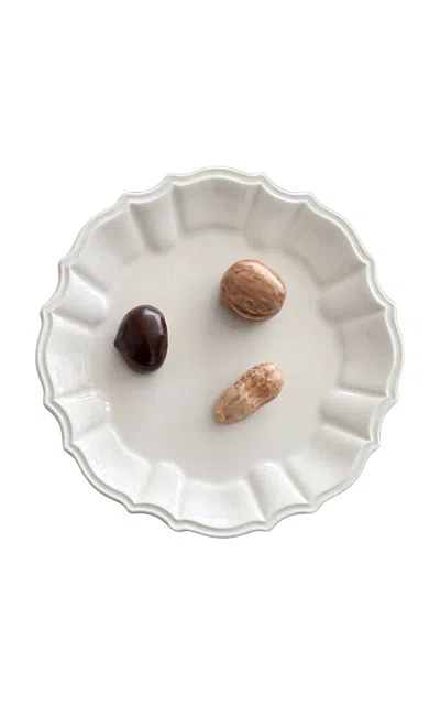 Z.d.g. By Zoë De Givenchy - Trompe L'œil Petite Décorative Plate; Nut - Multi In White