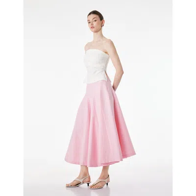Zdnu 81041892 A-line Pleated Cotton Midi Skirt In Pink
