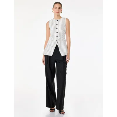 Zdnu 81041892 Button Detail Sleeveless Striped Vest In White