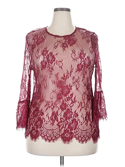 Pre-owned Zeagoo 3/4 Sleeve Blouse In Burgundy