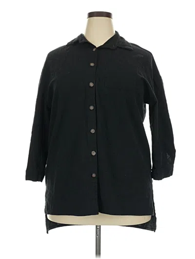 Pre-owned Zeagoo 3/4 Sleeve Button Down Shirt In Black