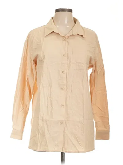 Pre-owned Zeagoo 3/4 Sleeve Button Down Shirt In Brown