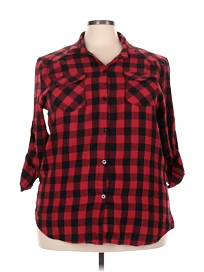 Pre-owned Zeagoo 3/4 Sleeve Button Down Shirt In Red