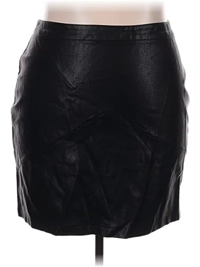 Pre-owned Zeagoo Faux Leather Skirt In Black