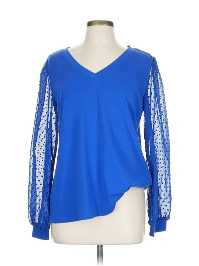 Pre-owned Zeagoo Long Sleeve Blouse In Blue