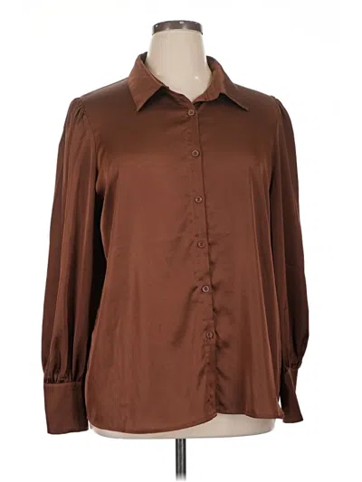 Pre-owned Zeagoo Long Sleeve Blouse In Brown