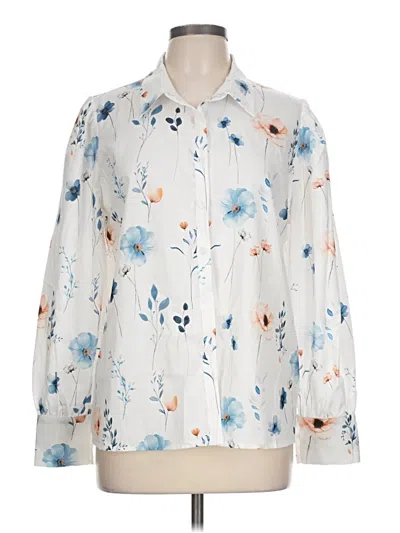Pre-owned Zeagoo Long Sleeve Blouse In White