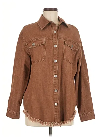 Pre-owned Zeagoo Long Sleeve Button Down Shirt In Brown