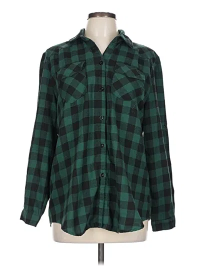 Pre-owned Zeagoo Long Sleeve Button Down Shirt In Green