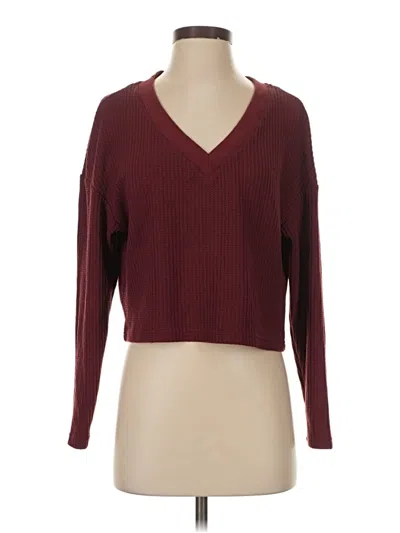 Pre-owned Zeagoo Long Sleeve Top Burgundy V-neck Tops